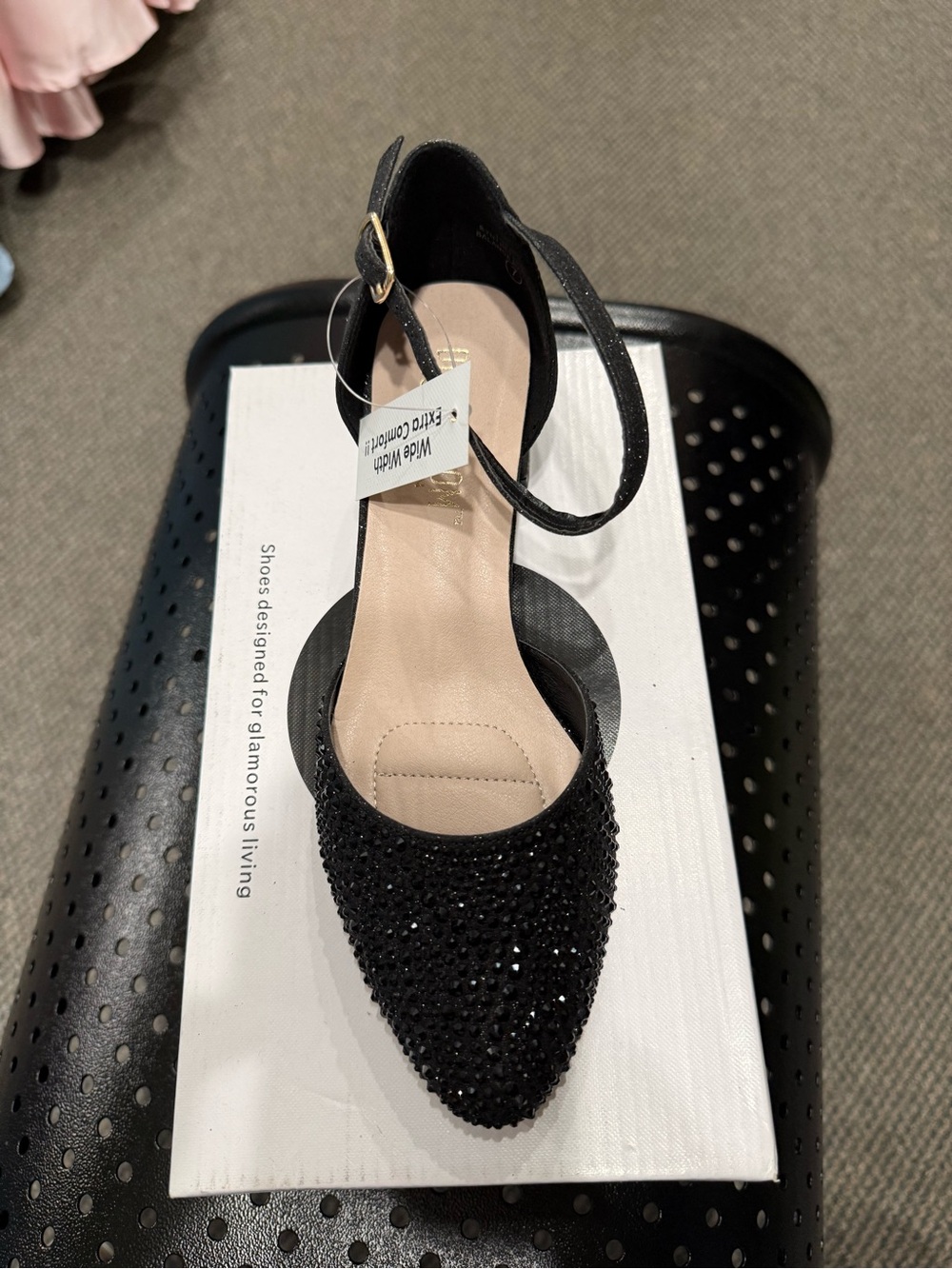 Black Sparkle Closed-Toe Ankle-Strap Heel

1.5” heel